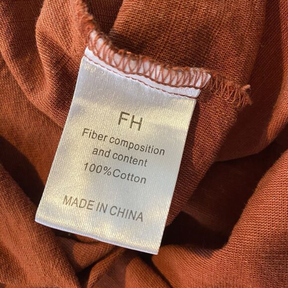 Apraw Burnt Orange Short Sleeve Button Up Summer Casual Plus Size XXL Womens - Picture 4 of 5